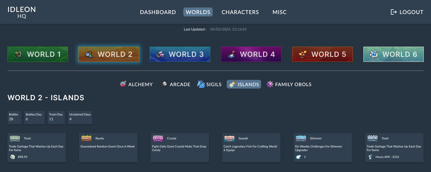 Design frame of the islands skill for world 2